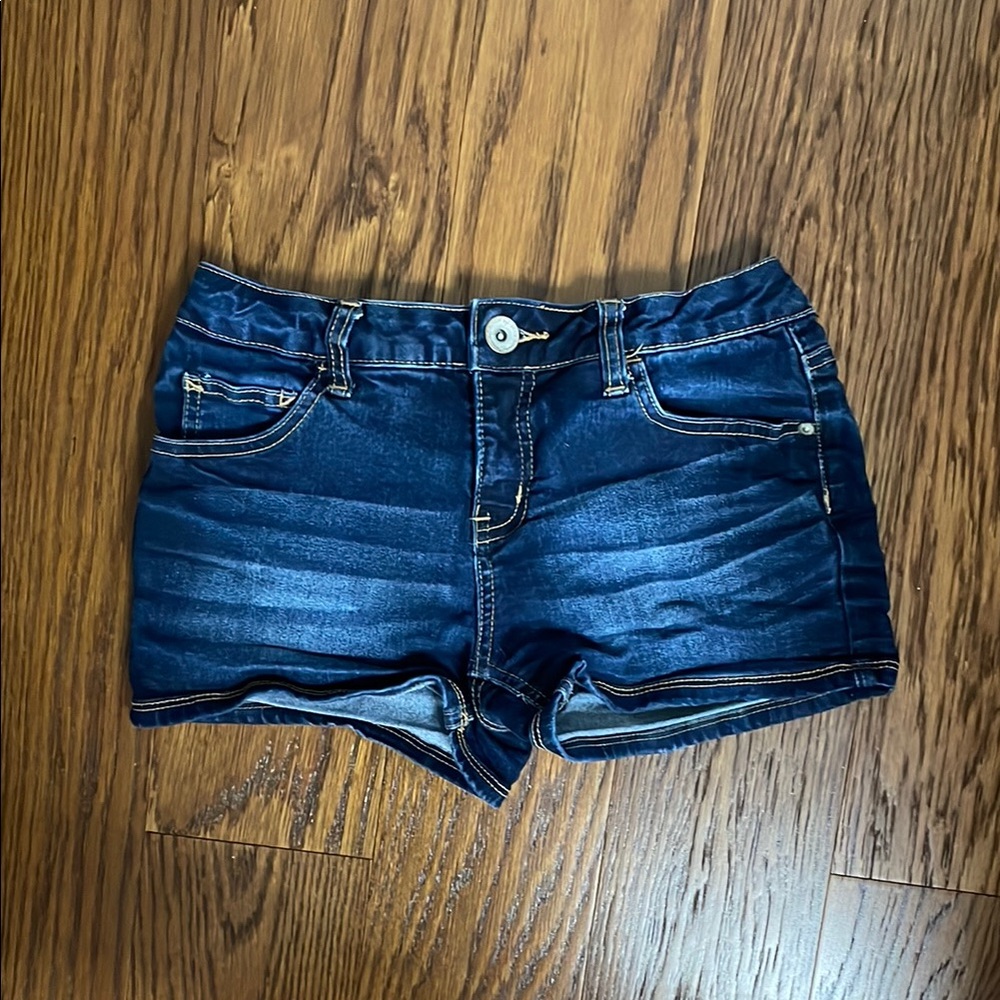Justice Blue Denim Shorts with Cuffed Hem